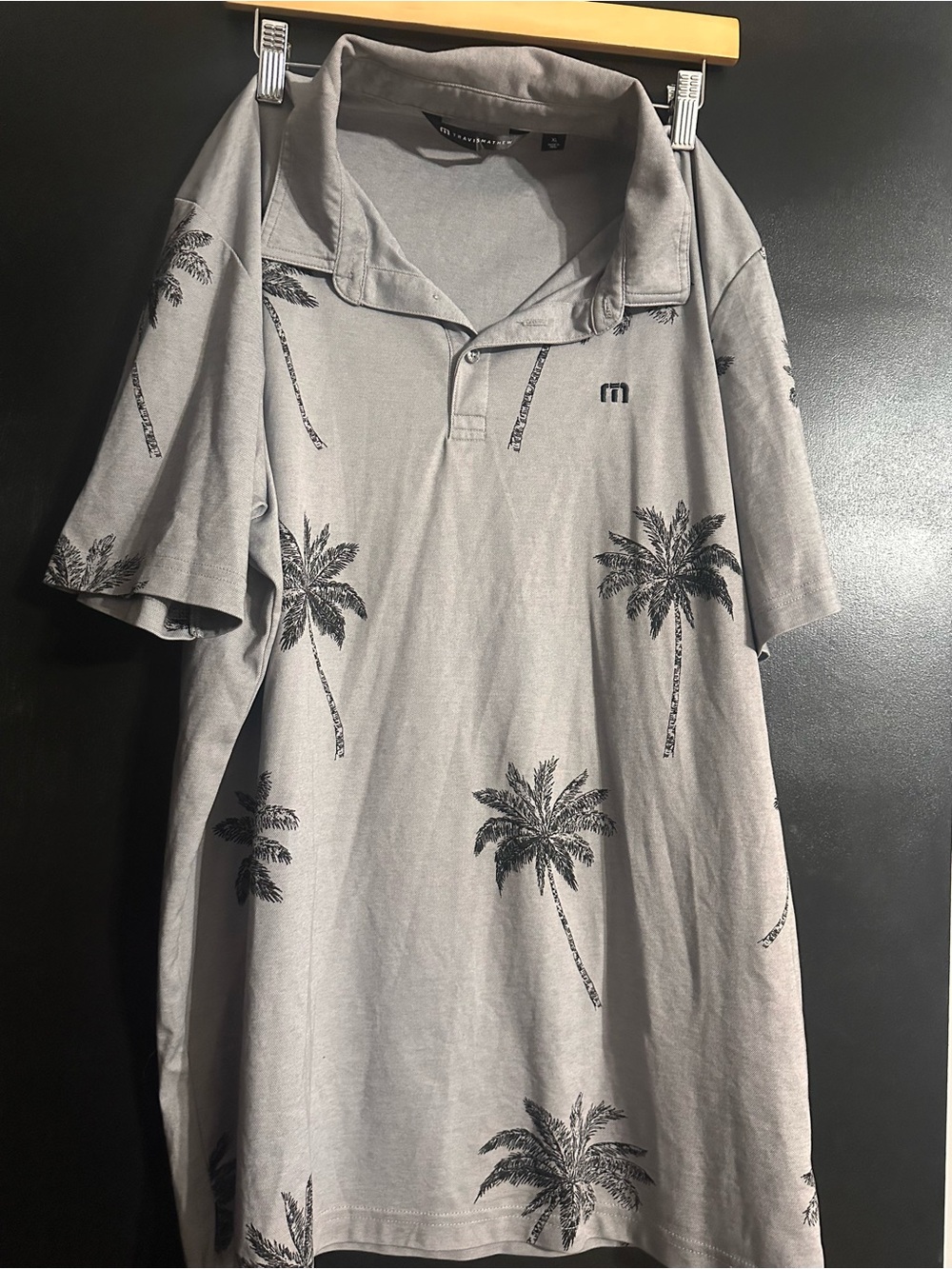 Men's Gray Palm-Print Polo Shirt Travis Mathew